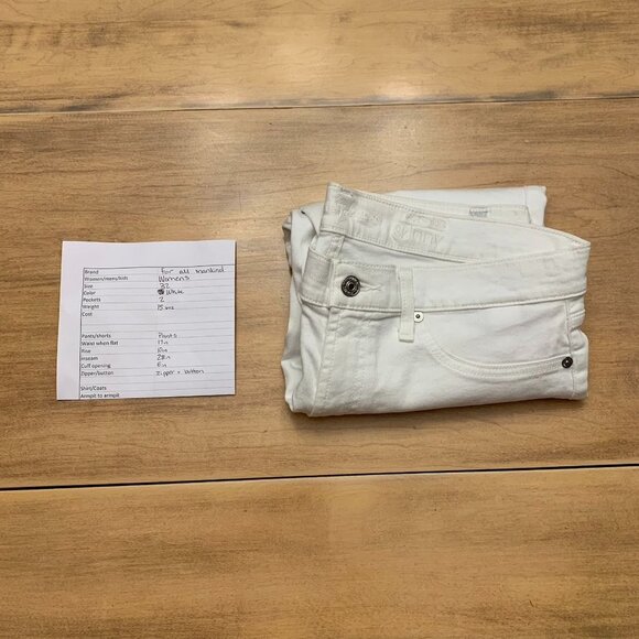 7 For All Mankind Ankle Skinny Jean with Faux Pockets White Size 32 - Picture 13 of 14